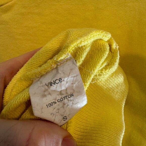 Vince Cropped Hoodie Sweater Cotton Yellow Womens SM - Picture 5 of 8